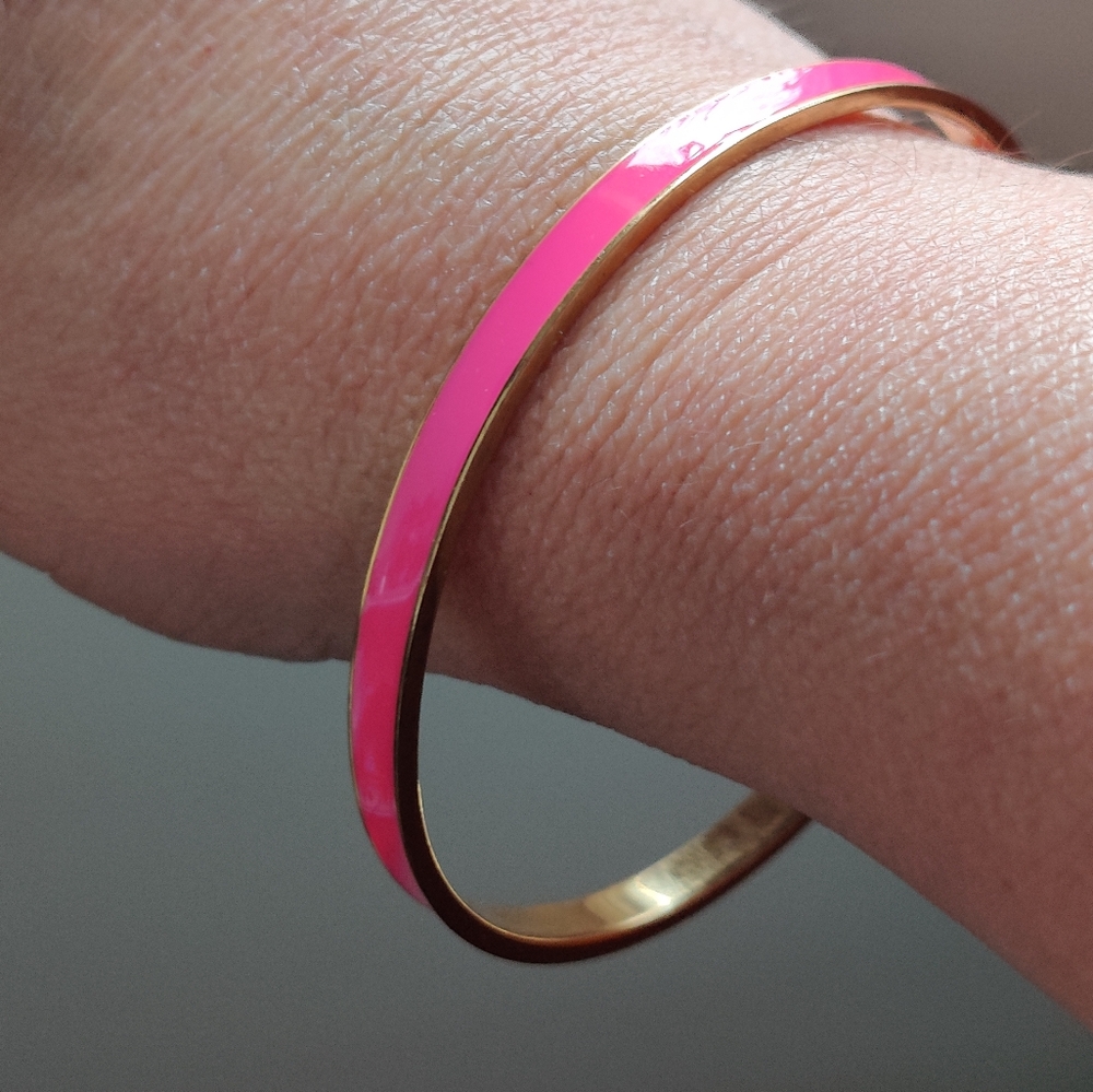 Kate Spade Hot Pink and Gold Bangle Bracelet - Picture 4 of 12